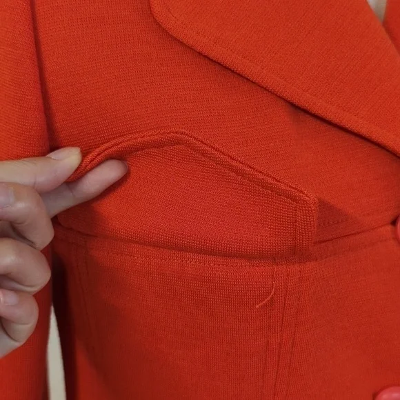 Vintage Butte Knit Wool Blend Mid Length Jacket Orange M retro mod preppy fall - Picture 4 of 6